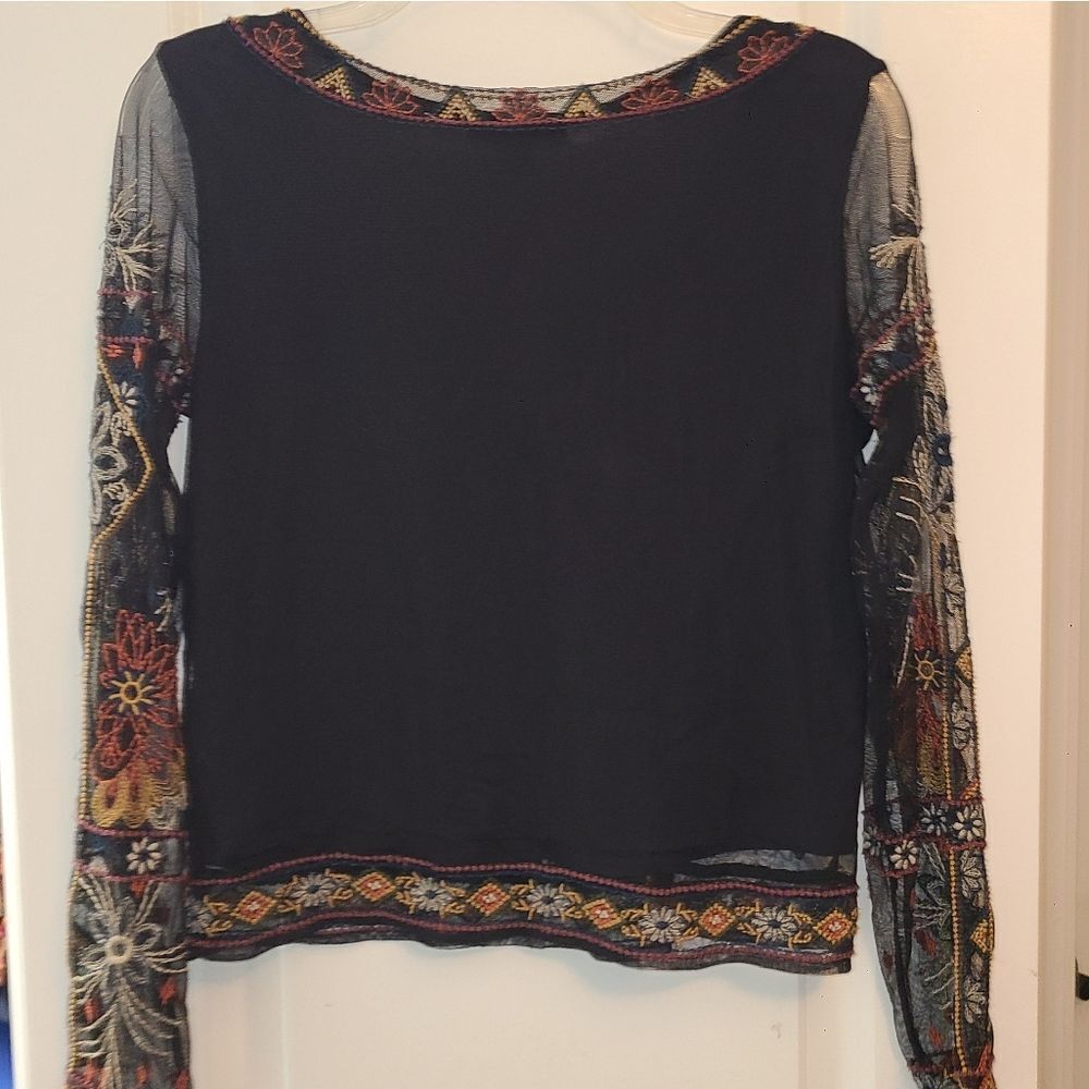 American Eagle Sheer Embroderied Boho Blouse - Picture 9 of 12